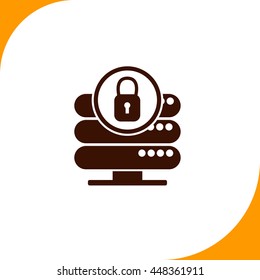Server protection sign. Brown icon on white background