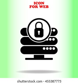 Server protection web icon. Black illustration on white background