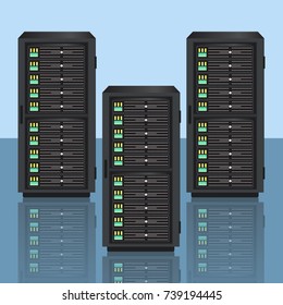 Server Rack computer network data center storage vector with shadow