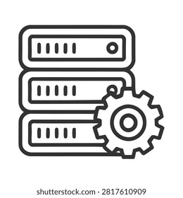 Server rack with gear icon illustration Vector, illustration