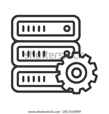 Server rack with gear icon illustration Vector, illustration