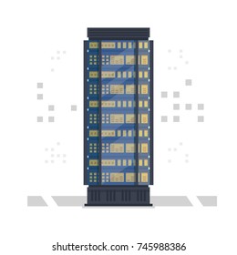 Server rack with glass door vector 3d illustration isolated on white background