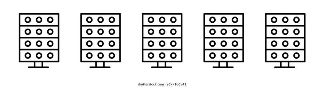 Symboldesign, Logo, App, Benutzeroberfläche des Serverracks. Vektorgrafik, EPS