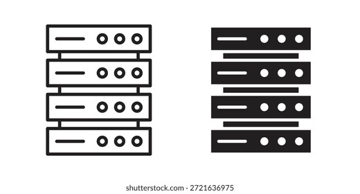 Ícone de rack de servidor em linha fina preenchida, estilo de traçado para site e aplicativos