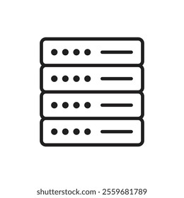 Server rack icon Flat art in black and white isolated