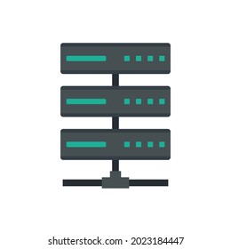 Server rack icon. Flat illustration of server rack vector icon isolated on white background