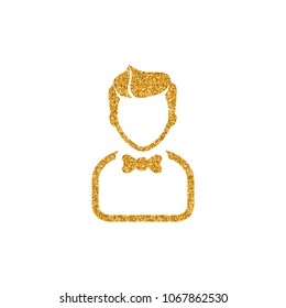 Server rack icon in gold glitter texture. Sparkle luxury style vector illustration.