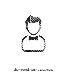 Server rack icon in halftone style. Black and white monochrome vector illustration.