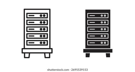 Colección de ilustraciones de iconos de rack de servidor. contorno de trazo editable y estilo plano
