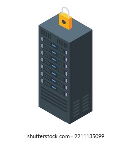 Server Rack Icon Isometric Vector. Room Center. Computer Data