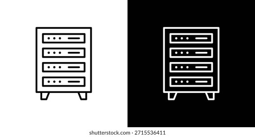 Ícone de rack de servidor em design de linha. Ícones de traçado editáveis.