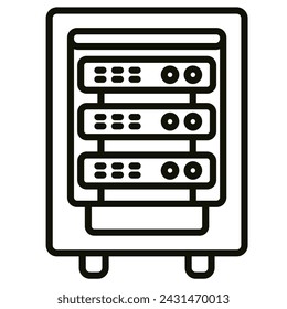 Ilustración vectorial de línea de icono de rack de servidor