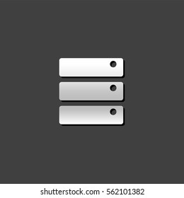 Server rack icon in metallic grey color style.Computer data file hosting