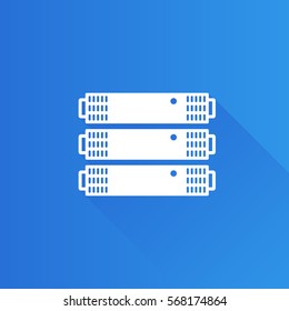 Server rack icon in Metro user interface color style. Computer data file hosting