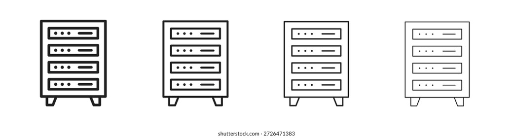 Icono de rack de servidor esboza la tendencia de las versiones simples modernas