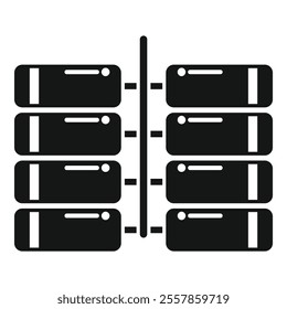 Server rack icon representing a data center hosting environment for cloud computing and digital infrastructure