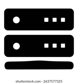 Server rack icon representing data storage and web hosting system