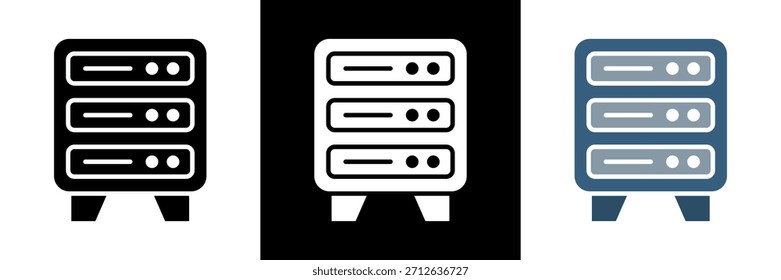 Conjunto de iconos de rack de servidor Ilustración vectorial de glifos