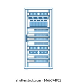 Server Rack Icon. Thin Line With Blue Fill Design. Vector Illustration.