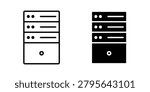 Server rack icon vector graphic clipart and line art style set