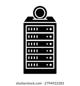 Server rack icon vector illustration isolated on white background with datacenter technology hardware computer internet communication computing