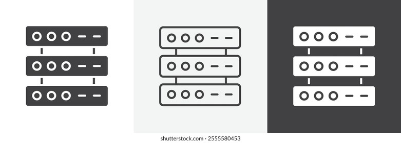 Server rack icon vector set for ui designs