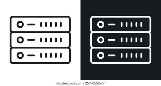 Server rack icons in thin black and white stroke liner style