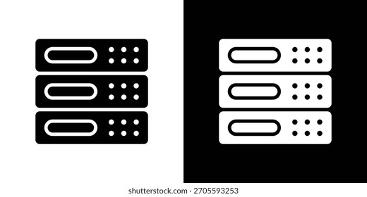 Coleção de ilustrações vetoriais de ícones de rack de servidor. ícones em preto e branco.