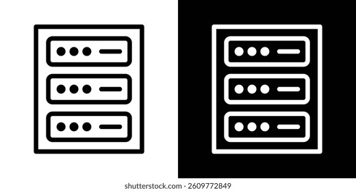 Server rack icons vector set in stroke line style