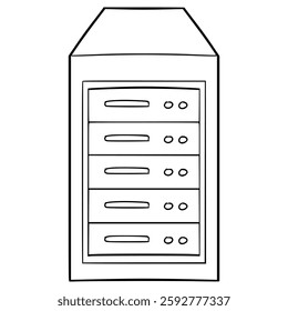 server rack illustration hand drawn outline vector