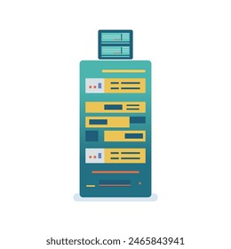 Server rack isolated on white background. data storage. cloud storage. computing technology flat illustration.