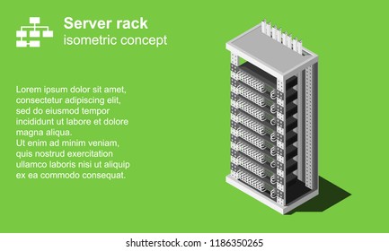 Server rack isometric vector illustration. Datacenter icon.