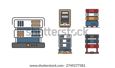 Server rack Line art vector soft minimal tone illustration