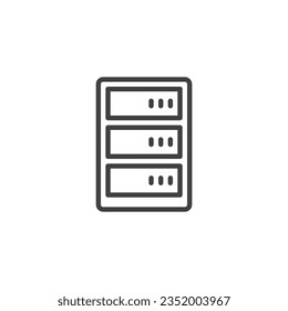 Server rack line icon. linear style sign for mobile concept and web design. Data server outline vector icon. Symbol, logo illustration. Vector graphics