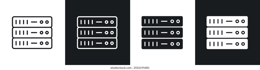 Server rack linear icon set for app, and web design.