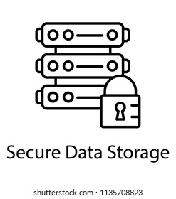 
Server rack with padlock symbolising server security concept
