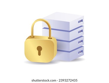 Server rack security lock concept illustration