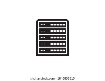 rack de servidor. Ilustración simple en blanco y negro.