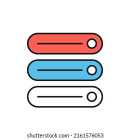 Server-Rack-Symbol mit dünner Linie Farbe. Element des einfachen Icons für Webseiten, Webdesign, mobile App, Infografiken. Thin Line Icon für Webdesign und -entwicklung, App-Entwicklung.