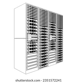 Server Rack Vector 02. Isolated On A White Background. A Vector Illustration Of A Server Rack.