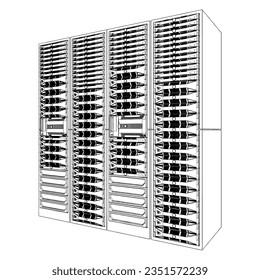 Server Rack Vector 03. Isolated On A White Background. A Vector Illustration Of A Server Rack.