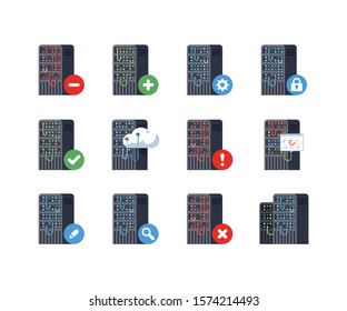 Server rack vector icon set