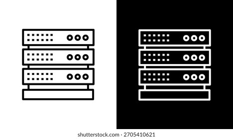 Diseño de conjunto de iconos blancos para rack de servidores