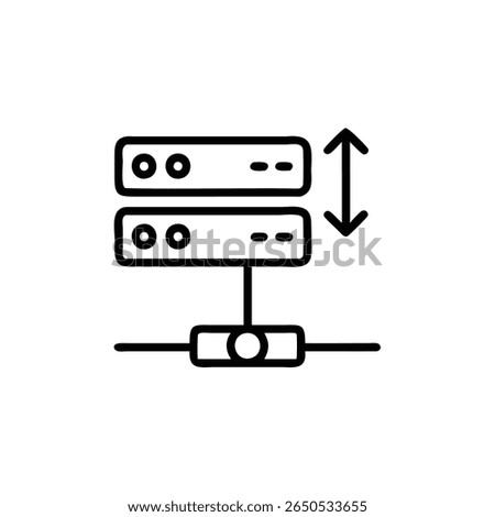 Server racks with up down arrows for data transfer network technology
