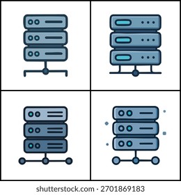 Racks de servidor com conexões de rede com plano de fundo transparente