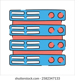 Server Racks, Three stacked server units, representing web hosting or data storage.