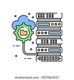 Server Rank Fill Color Icon, Vector illustration.