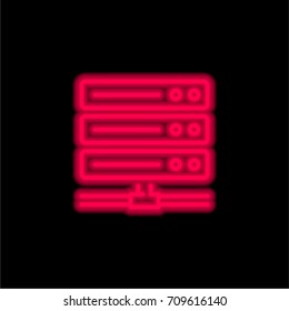Server red glowing neon ui ux icon. Glowing sign logo vector