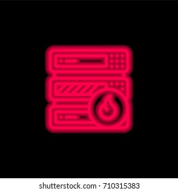 Server red glowing neon ui ux icon. Glowing sign logo vector