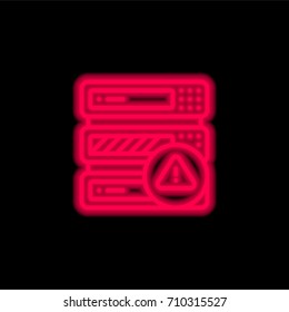 Server red glowing neon ui ux icon. Glowing sign logo vector